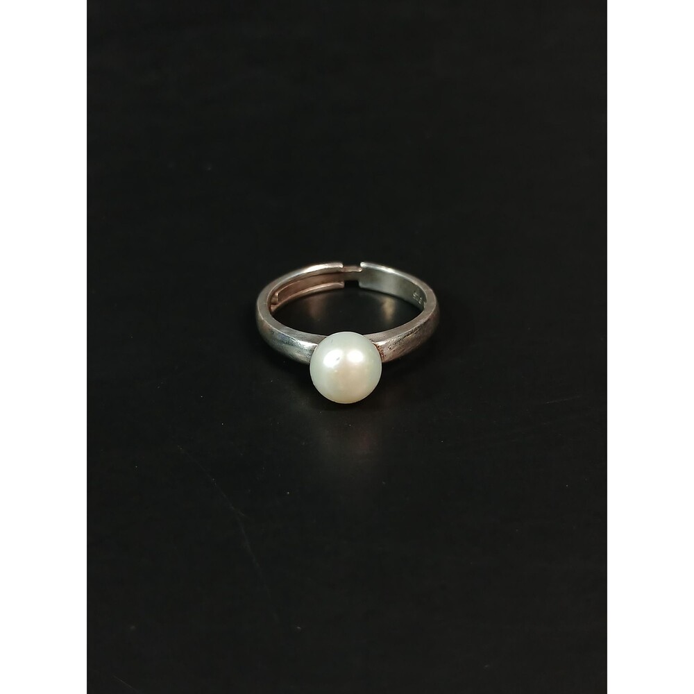 Sterling Silver 925 Minimalist Pearl Adjustable Ring Size 6.5